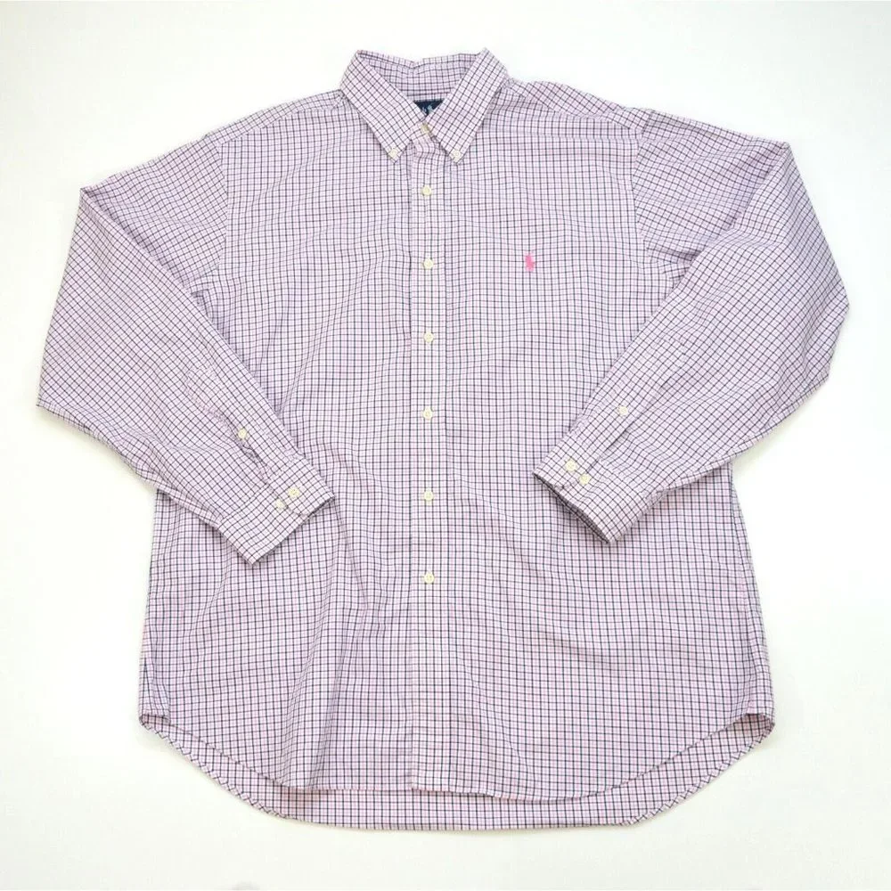 Ralph Lauren Men's Dress Shirt -‎ Size 17(34/35) Classic Fit Grid - Long Sleeve